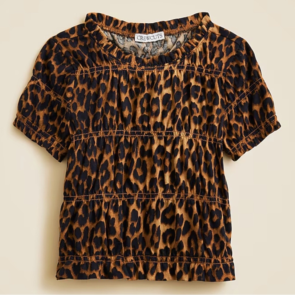J Crew Girls Smocked T-shirt In Broken-in-Jersey Size XL (12-13) NWT